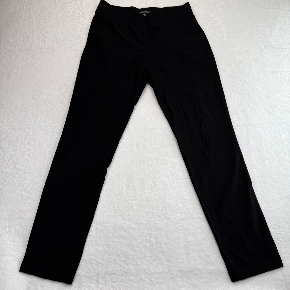 Eileen Fisher Slim Leg Ponte Knit Pants Stretch Career Black S/P